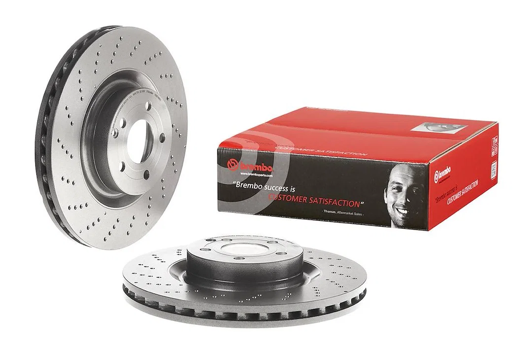 09B74651C02 – BREMBO Brake Rotor, Vented Cross Drilled One Piece Design Wheel Bolt Pattern 5 x 112 Millimeter 344 Mil...